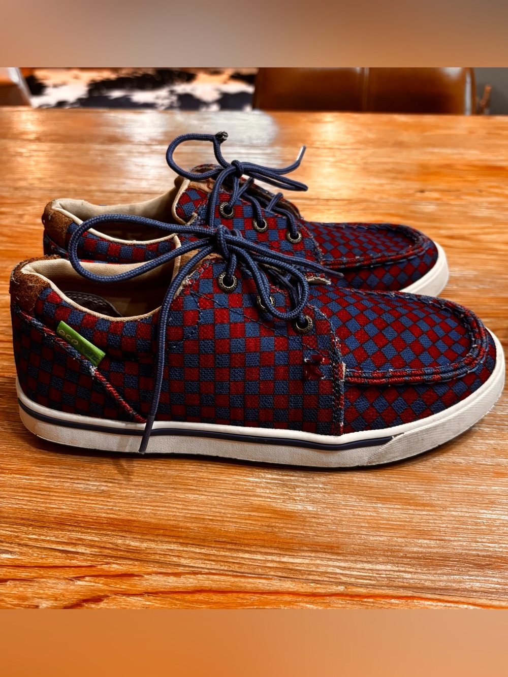 Twisted X Sneakers Red And Blue Checkered Size 6 Women 4 Youth Western Cowboy